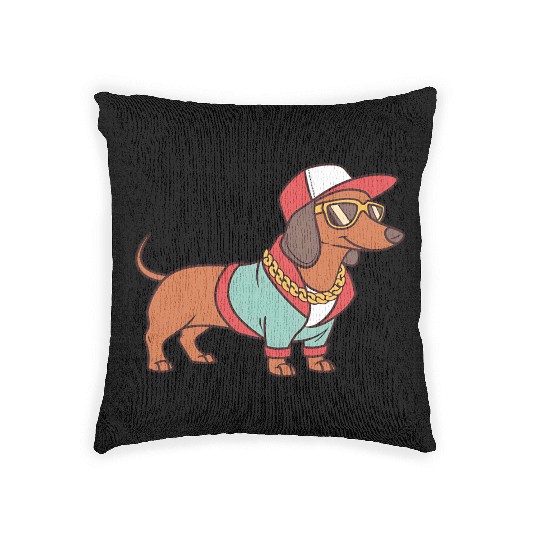 Hip Hop Dachshund Music Dachshund Song Singing Woven Pillows