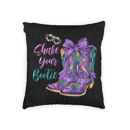 Shake Your Bootie | Mardi Gras Cowboy Boots Woven Pillows
