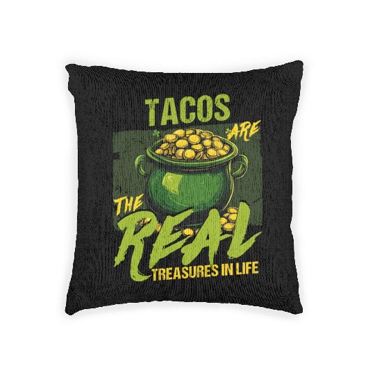 St Patricks Day Tacos Are The Real Treasures Woven Pillows