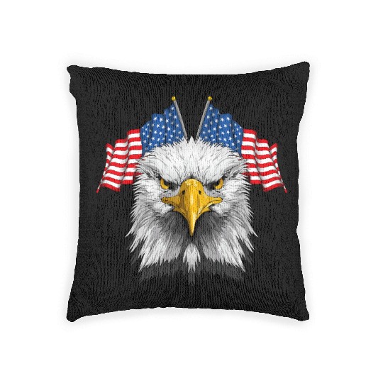 American Flag Patriotic Eagle 4th of July Woven Pillows