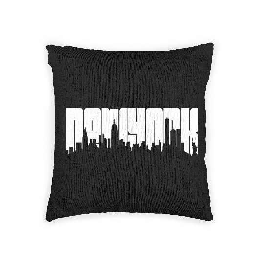 New York Skyline Typography Woven Pillows