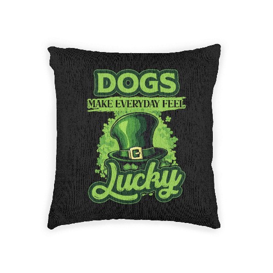 St Patricks Day Dogs Make Everyday Feel Lucky Woven Pillows