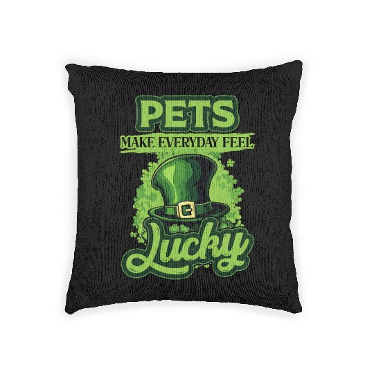 St Patricks Day Pets Make Everyday Feel Lucky Woven Pillows