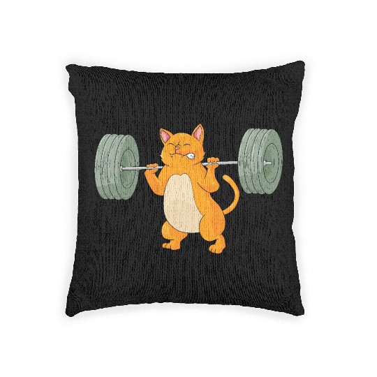 Funny Cat design Workout Gym Womens mother's day Woven Pillows