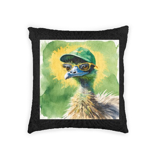 Green and Gold Emu Woven Pillows