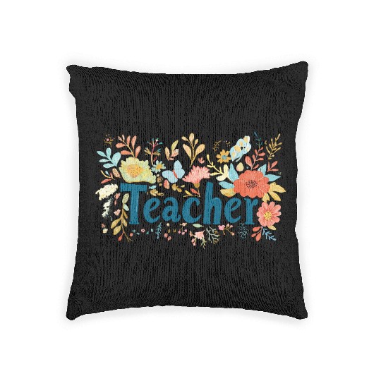 Floral Teacher Wall Art, Teacher Appreciation Woven Pillows