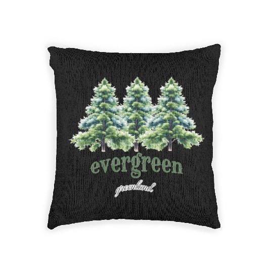 evergreen the green tree : green world Woven Pillows