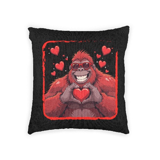 Heart Valentines Day Bigfoot Design Boys Kids Woven Pillows