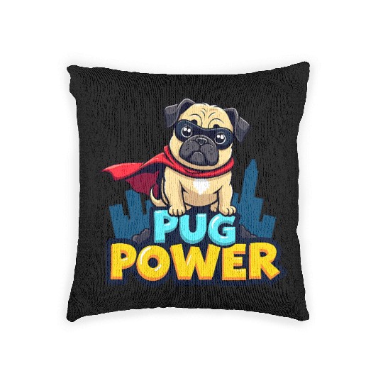 Pug Power Superhero Woven Pillows