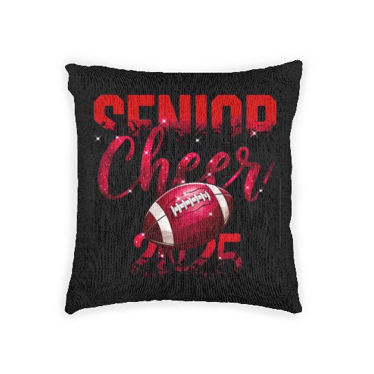 Red Senior Cheer Mom 2025 Football Design Mom Life Woven Pillows