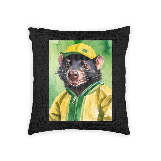 Green and Gold Tassie Devil Woven Pillows