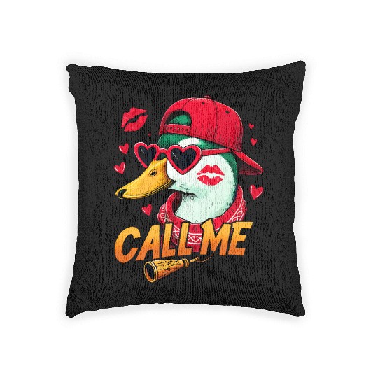 Call Me Duck Valentines Duck Hunting Lover Woven Pillows