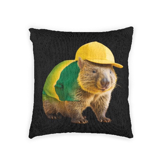 Green and Gold Wombat 2 Woven Pillows