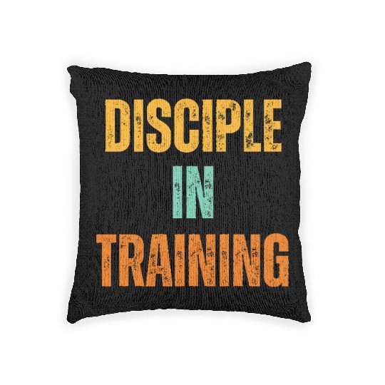 Retro Disciple in training barbell Woven Pillows
