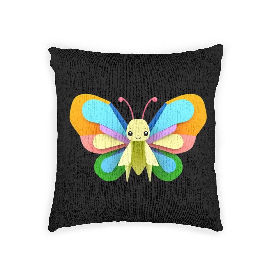 Colorful Paper Butterfly Artwork Woven Pillows