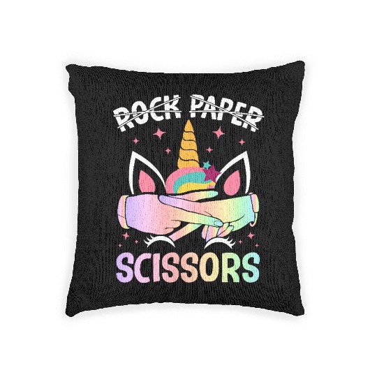 Funny Lesbian Pride LGBTQ Rock Paper Scissors Woven Pillows