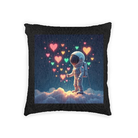 Astronauts are full of love Woven Pillows