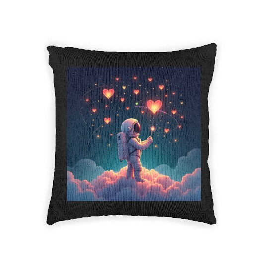 Astronauts are full of love Woven Pillows