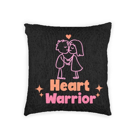 Heart warrior, valentine Woven Pillows