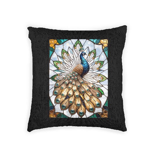 Stained Glass Peacock Woven Pillows