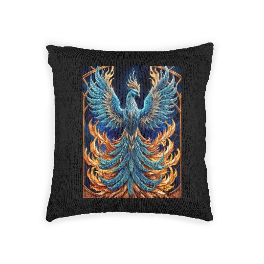 Flying Blue Phoenix Woven Pillows