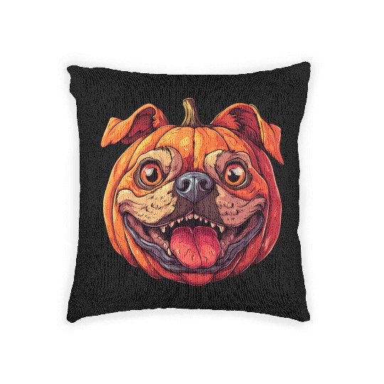 Pumpkin Dog Halloween Dog Pumpkin Woven Pillows