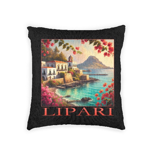 Lipari Volcano Mediterranean Terracotta Vacation Woven Pillows