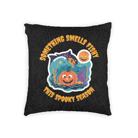 Something smells fishy this spooky season Woven Pillows