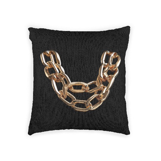 Shiny gold bold chain Woven Pillows