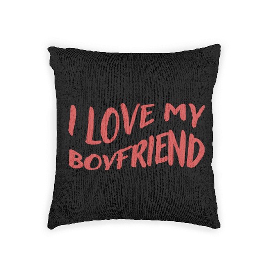 I Love My Boyfriend, red - Pure Love Woven Pillows