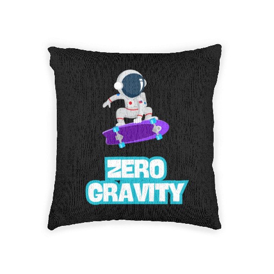 Zero Gravity Skateboarding Astronaut - Funny Skate Woven Pillows