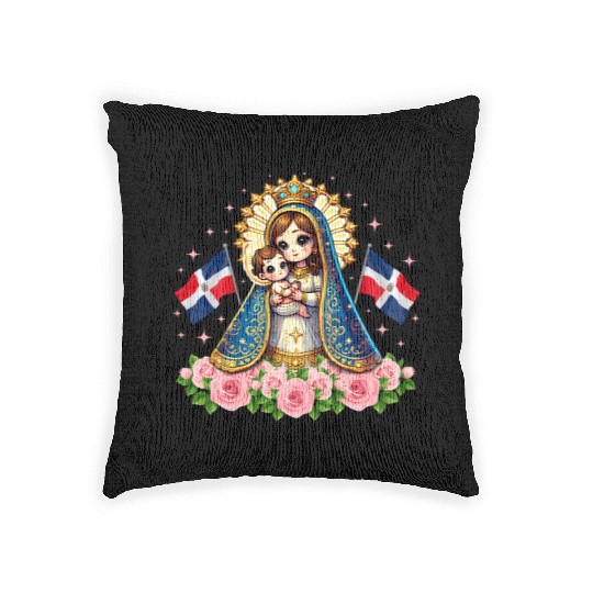 Our Lady of Altagracia Dominican Republic Catholic Woven Pillows