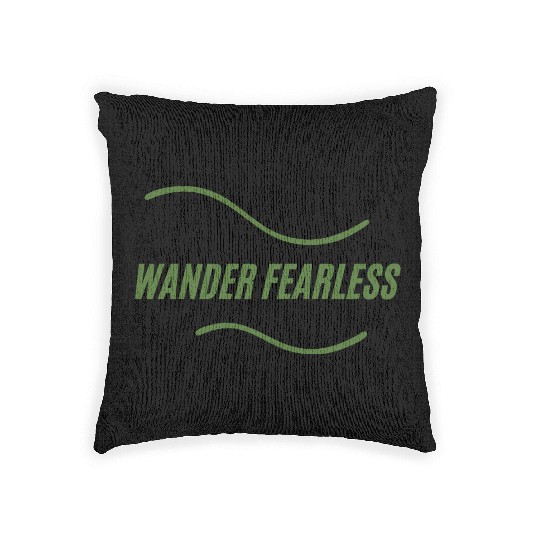 wander fearless adventure Woven Pillows