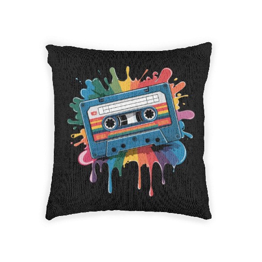 80s Retro Cassette Splash Classic Cassette Tape Woven Pillows
