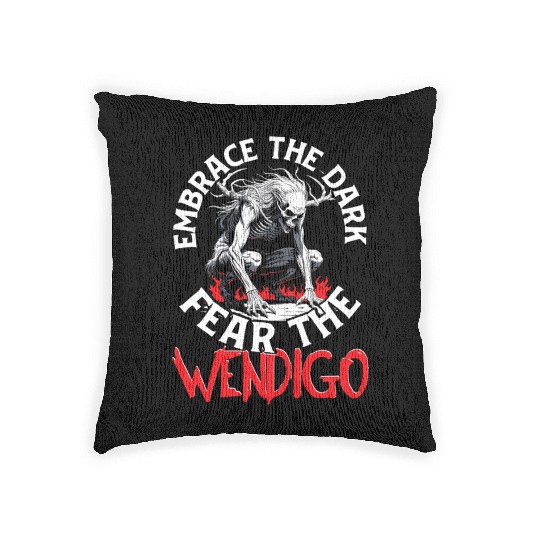 Cryptid Embrace The Dark Fear The Wendigo Woven Pillows