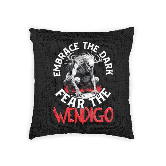 Cryptid Embrace The Dark Fear The Wendigo Woven Pillows