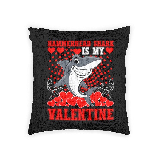Funny Hammerhead Shark Is My Valentine Shark Woven Pillows