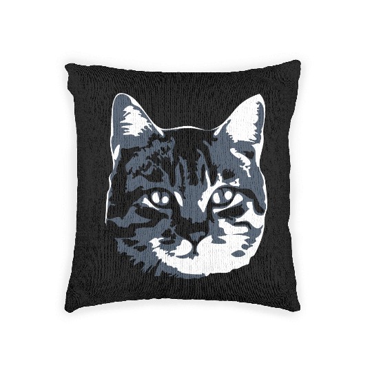 Cat Lover Realistic Pet Face Cute Cool Kitten Head Woven Pillows