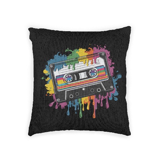80s Retro Cassette Splash Classic Cassette Tape Woven Pillows
