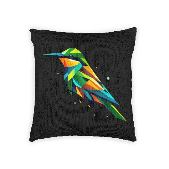 colorful geometric bee-eater bird Woven Pillows