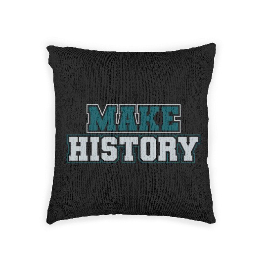 Make History Green and Silver Woven Pillows