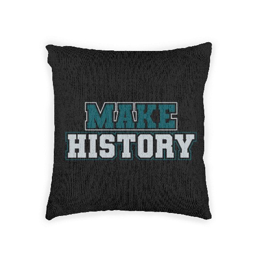 Make History Green and Silver Woven Pillows