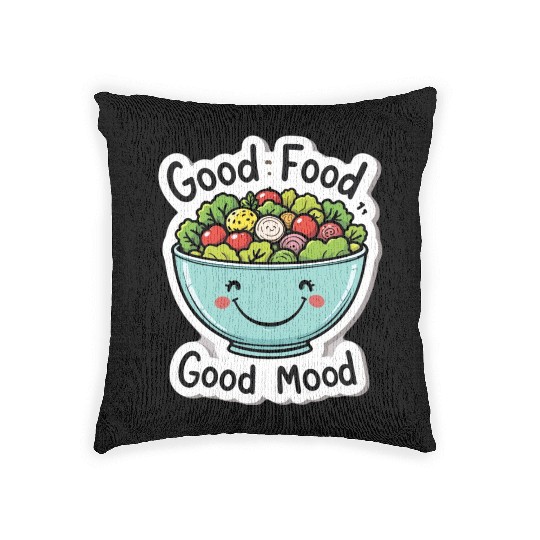 Good Food, Good Mood: Positive Eating Design Woven Pillows