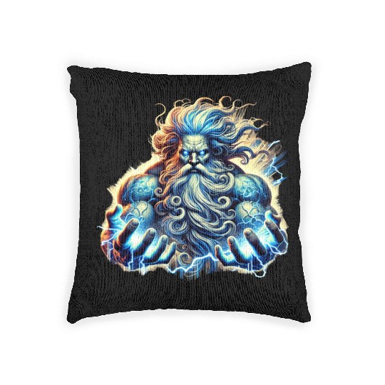 The Greek God Zeus with Lightning Woven Pillows