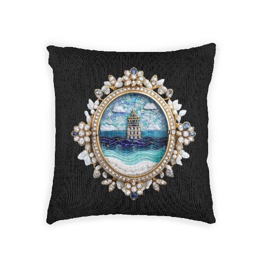 Lighthouse Mosaic Brooch Gemstone Embellishmes Woven Pillows