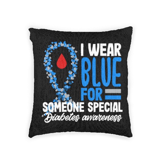 Diabetes Type 1 Awareness Wear Blue Support Woven Pillows