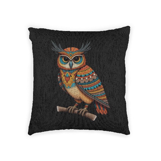 aztec owl funny owl design for bird lovers Woven Pillows