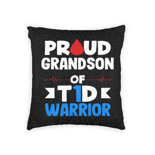 Proud Grandson Of T1D Warrior Diabetes Type 1 Woven Pillows