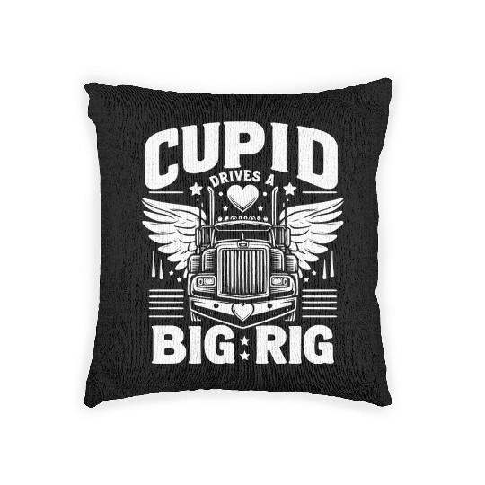 Cupid Drives a Big Rig Woven Pillows