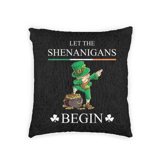 Let The Shenanigans Begin Clovers St Patrick's Day Woven Pillows